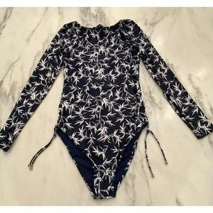 NEW Cosita Linda one piece Long Sleeve Swimsuit Navy bamboo reversible Sz. Med